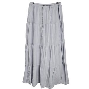 Brandy Melville S Light Blue Tiered‎ Midi Skirt Drawstring Cottagecore Bohemian